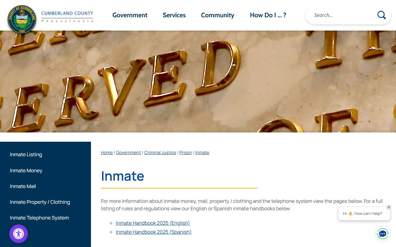 Cumberland County inmate records information hub for jail services